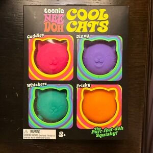 Schylling Teenie NeeDoh Cool Cats Sensory ADHD Multi New 4 Pack Squishy Toy
